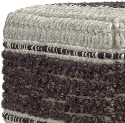 SIMPLIHOME Grady Contemporary Square Pouf in Magenta and Natural Handloom Woven, for The Living Room, Bedroom and Kids Room