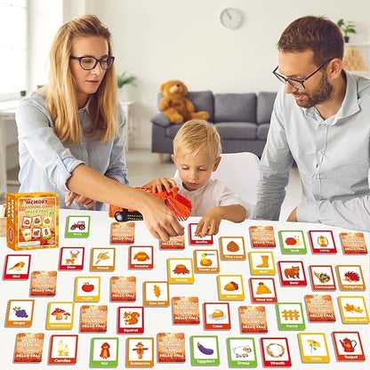 gisgfim 50 Pairs Thanksgiving Memory Matching Game Happy Fall Concentration Memory Games for Kids Educational Ages 3-8 A Fun & Fast Autumn Theme Memory Matching Games