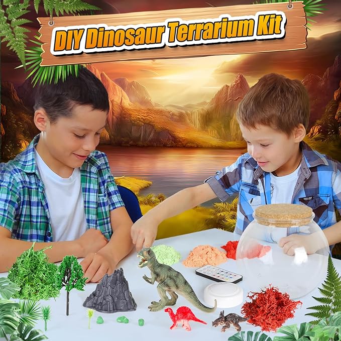 Dinosaur Terrarium Kit for Kids -Dinosaur Kid Painting Crafts Kits - Birthday Gift for Boys Age 5-7 8-12 Years Old -Arts and Crafts for Boys and Kids - Dinosaur Toys
