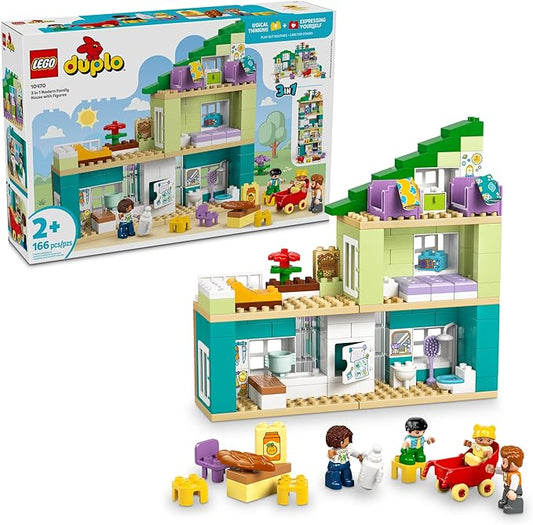 LEGO DUPLO Town 3 in 1 Modern Family House with Figures Building Toy - Learning Play Set for Toddler Boys & Girls, Ages 2+ - Fine Motor Skills Toys for Preschool - Gift for Birthdays - 10470