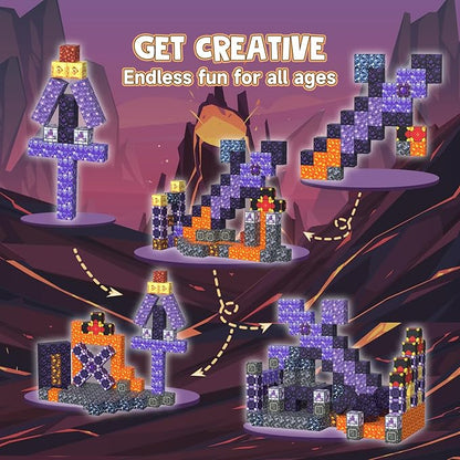 Magnetic Blocks Building Toys - 108PCS Magnet Building Blocks Set Construction Cubes STEM Sensory Stacking Kids Toys for Age 3-5, 4-8, 8-12