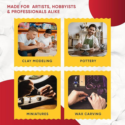 6 Pcs Clay Sculpting Tools for Air Dry & Polymer Clay, 6pc Pottery Tools Set for Modeling Clay, Ceramics & Wax Carving, Stainless Steel Double Ended Kit for Sculpting, Shaping & Pottery Art