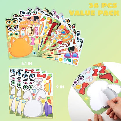JOYIN 36 Pcs 9"x6" Farm Animals Make a face Stickers for Kids, Make Your Own Summer Sticker Sheets, Party Favors Kids Crafts, Goodie Bags Stuffers, Classroom Rewards