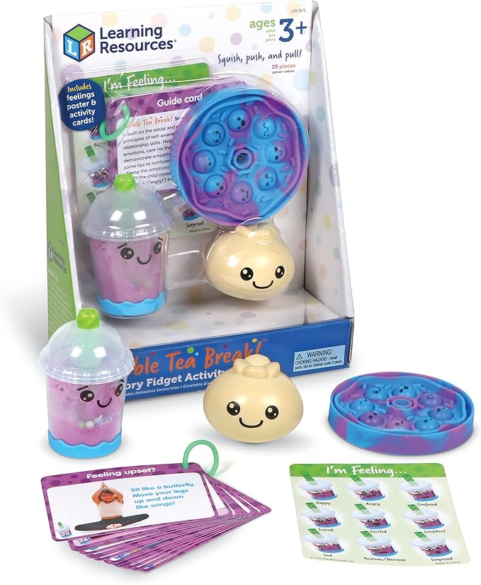 Learning Resources Bubble Tea Break! Sensory Fidget Activity Set, Sensory Toys For Toddlers, Social Emotional Learning, Easter Basket Stuffers For Kids, Ages 3+,19 Pieces