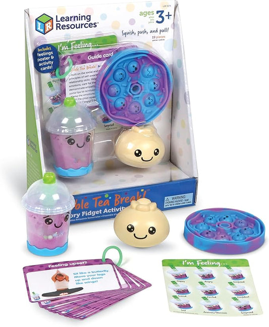 Learning Resources Bubble Tea Break! Sensory Fidget Activity Set, Sensory Toys For Toddlers, Social Emotional Learning, Easter Basket Stuffers For Kids, Ages 3+,19 Pieces