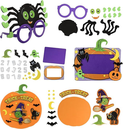 JOYIN Halloween Foam Craft Kit, Party Favors for Kids, Art Crafts with 3D Haunted House, Photo Frame, 2 Halloween Characters Decor, Glasses, Trick or Treat Door Sign Hanger, School Activities Games