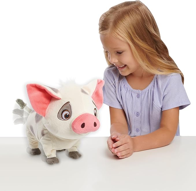 Disney Princess Moana Walk & Snort Pua Plush, Sounds, Movement, Stuffed Animal, Pig, Kids Toys for Ages 3 Up by Just Play