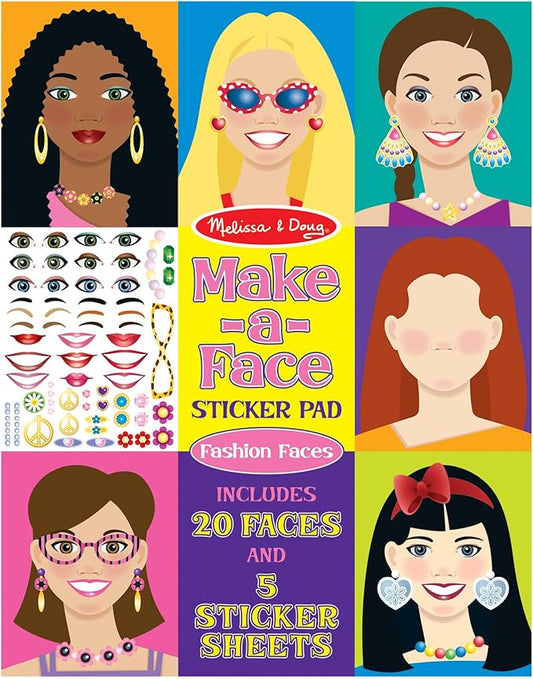 Melissa & Doug Make-a-Face Sticker Pad - Fashion Faces, 20 Faces, 5 Sticker Sheets - FSC Certified