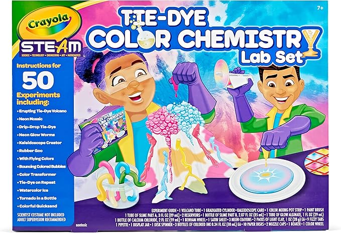 Crayola Tie Dye Color Chemistry Set for Kids, STEAM/STEM Activities, Educational Toy, Ages 7, 8, 9, 10