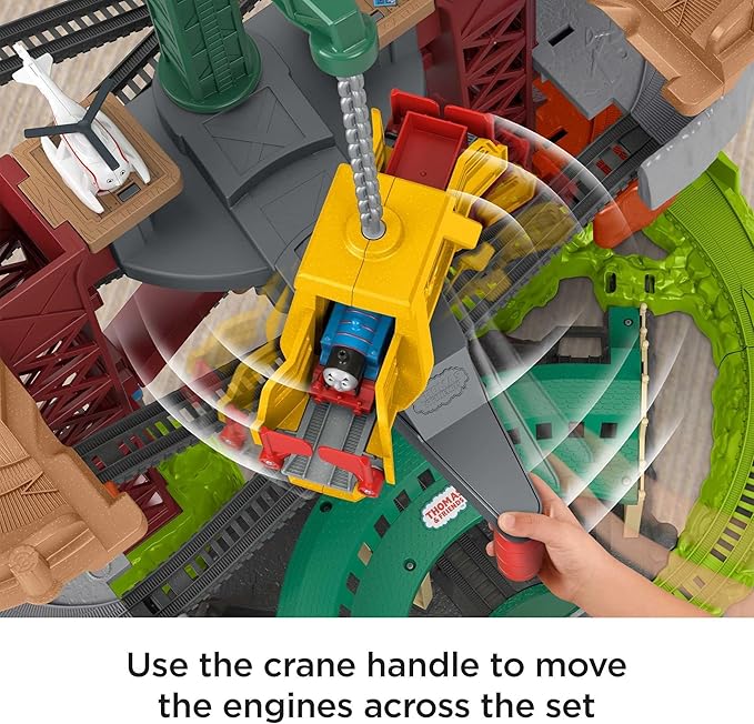 Thomas & Friends Multi-Level Toy Track Set, Trains & Cranes Super Tower, 2.5 Ft Tall with 3 Characters for Preschool Kids Ages 3+ Years