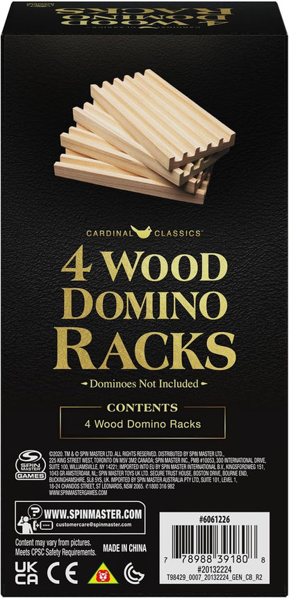 Spin Master Games, Wooden Domino Racks, Set of 4 Trays for Mexican Train Dominoes, Dominoes Games, Classic Game, Kids Game, Adults & Kids Ages 8+