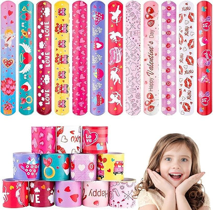 36 PCS Valentines Day Slap Bracelets Kids Party Favors, Bulk Snap Bracelet St Patrick's Day Party Favors Supplies for kids&teens Gifts Teacher Classroom School Favors Prizes