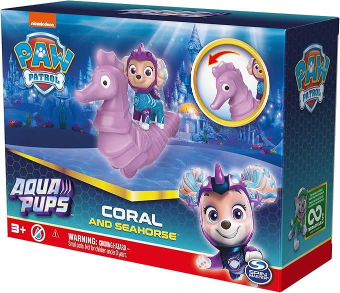 Paw Patrol, Aqua Pups Coral and Seahorse Action Figures Set, Kids Toys for Ages 3 and up