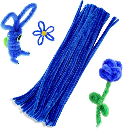 100 Pieces Pipe Cleaners Chenille Stem, Blue Pipe Cleaners Set for DIY Arts Crafts Decorations, Chenille Stems (Blue)
