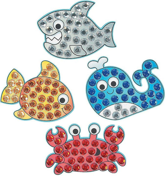 Fun Express Adhesive Jewel Mosaic Craft Kit - VBS Vacation Bible School Supplies/Decor - Educational and Learning Activities for Kids - 12 Pieces