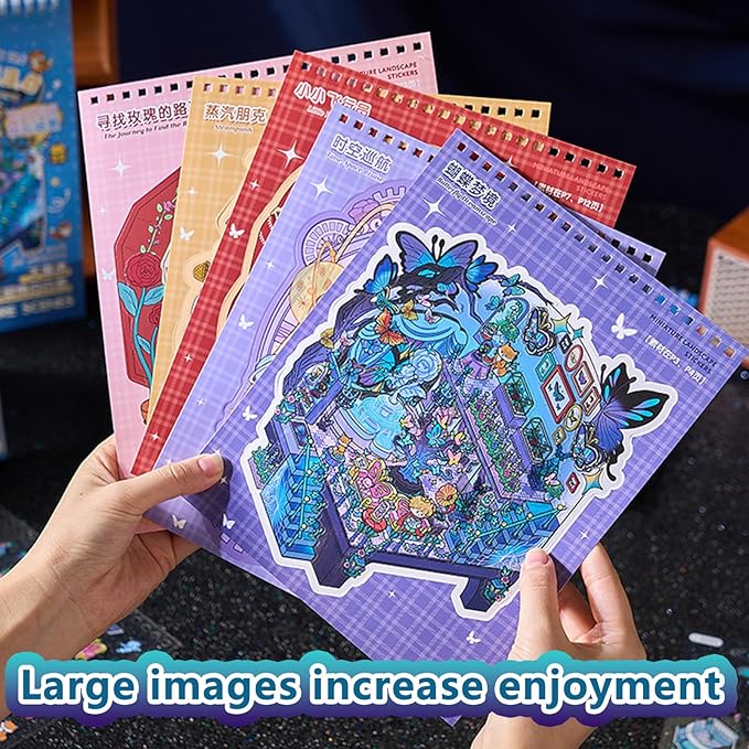 Large Sticker Book Collection, 700+ DIY 3D Sticker Scenes, Premium Reusable Craft Kit for Stress Relief, Mix and Match Creative Sets to Make Stickers for Gifts and Therapy [Royal Blue]