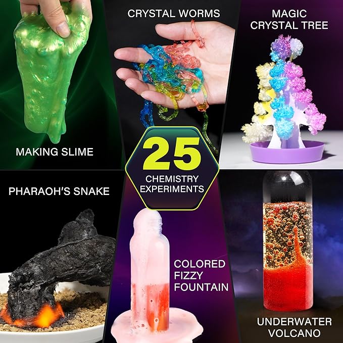 Science Kit for Kids, 105 Science Lab Experiments, STEM Project Educational Toy with Volcano Erupting, Crystal Growing, Chemistry Set, Science Toys, Boys Girls Birthday Gift Ideas, Ages 6+