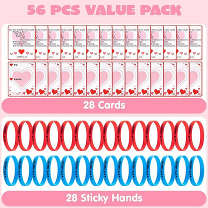JOYIN 56 Pcs Valentine’s Day Silicone Bracelet with Cards, John 3:16 Rubber Bracelet Valentine Gift, Party Favor Supplies, Classsroom Exchange Prizes, Holiday Reward Gifts