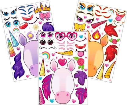 JOYIN 36PCS 9.8"x6.7" Make a face Stickers for Kids, Make Your Own Unicorn Stickers, Party Favors Kids Crafts, Goodie Bags Stuffers, Classroom Rewards