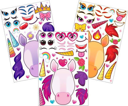 JOYIN 36PCS 9.8"x6.7" Make a face Stickers for Kids, Make Your Own Unicorn Stickers, Party Favors Kids Crafts, Goodie Bags Stuffers, Classroom Rewards