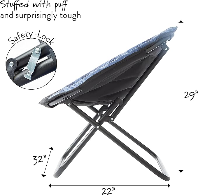 Idea Nuova Jurassic World Plush Folding Saucer™ Chair with 32" Folding and Metal Frame for Kids,Teens,Adults, Large
