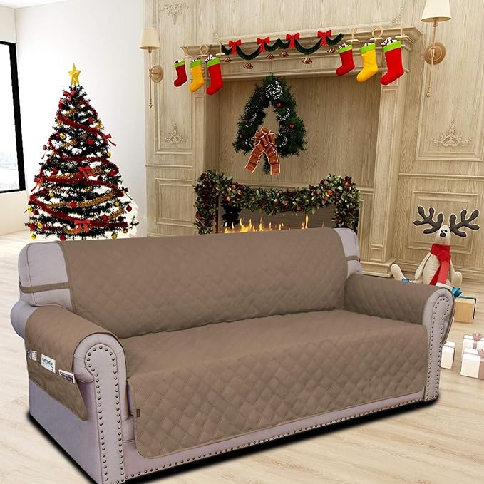 Easy-Going Sofa Slipcover Waterproof Couch Cover for 3 Cushion Couch Sofa Cover Furniture Protector Cover Pets Covers Washable Non-Slip Fabric Pets Kids Children Dog Cat (Sofa, Camel)