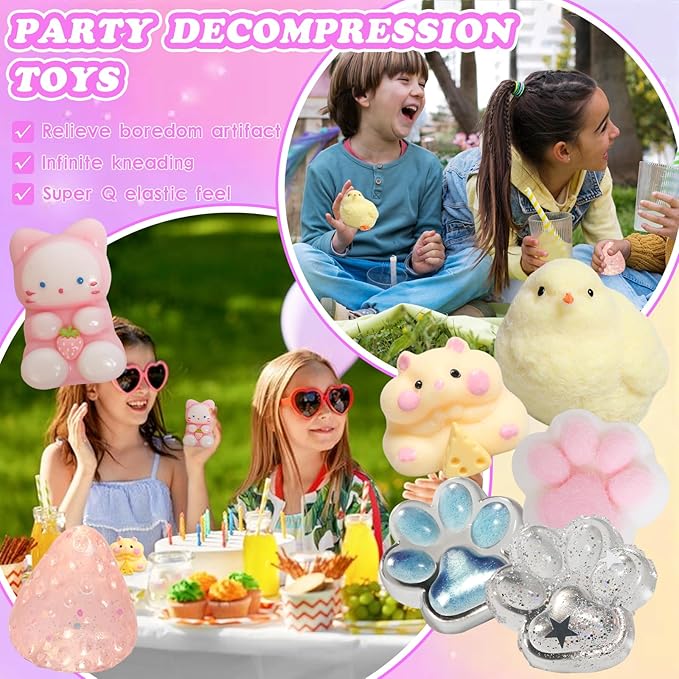 19pcs Squishy Pack,Fidget Toys Kit,Include taba Squishies Party Favors for Kids 4-8 8-12 Treasure Box Toys for Classroom Birthday Xmas Gifts for Girls Boys Goodie Bag Stocking Stuffers for Teens