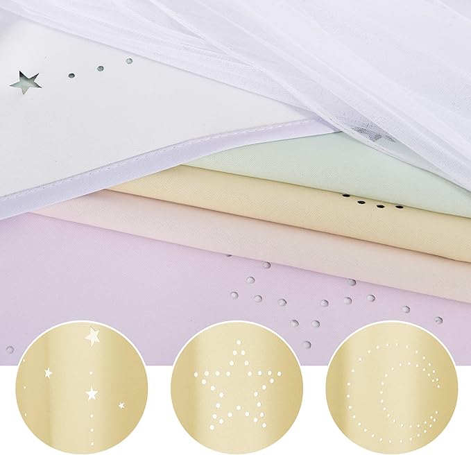 NICETOWN Nursery Blackout Curtains for Girls,Adult 2 Panel Sets, Moon Stars Kids Curtains Double Layer Window Drapes Coverings for Bedroom Living Room, 52 x 84 Inch, Rainbow