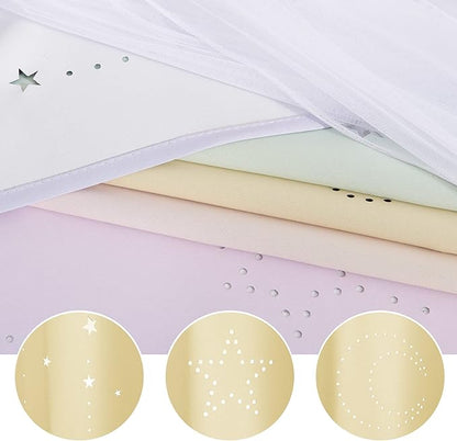 NICETOWN Nursery Blackout Curtains for Girls,Adult 2 Panel Sets, Moon Stars Kids Curtains Double Layer Window Drapes Coverings for Bedroom Living Room, 52 x 84 Inch, Rainbow