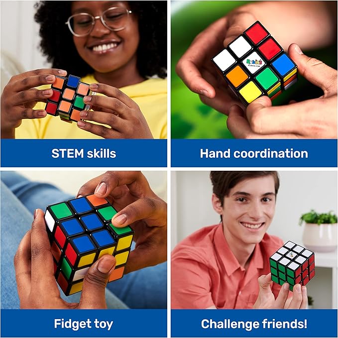 Rubik’s Cube, Original 3x3 Puzzle Brain Teaser Fidget Toy with Removable Interchangeable Mod Stickers to Customize, for Adults & Kids Ages 8 and up