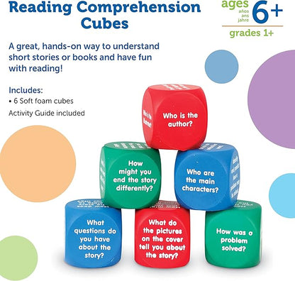 Learning Resources Reading Comprehension Cubes - Set of 6, Kids Ages 6+ Teacher and Classroom Supplies, Reading Aids for Kids