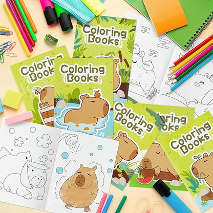 BZaber Capybara Coloring Books - 24Pcs Cute Capybara Cartoon Pattern Activity Coloring Books for Kids Bulk Animals DIY Art Booklet Drawing for Party Favor Supplies Birthday Gift Goodie Bag Filler
