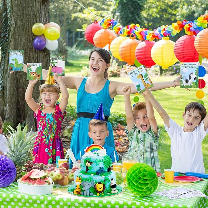 Honoson 24 Pcs Kids Coloring Books Animals Truck Coloring Books Bulk Jungle Animals Party Favors Mini DIY Art Drawing Pages for Birthday Gifts Classroom Jungle Party Supplies(Cartoon Style)