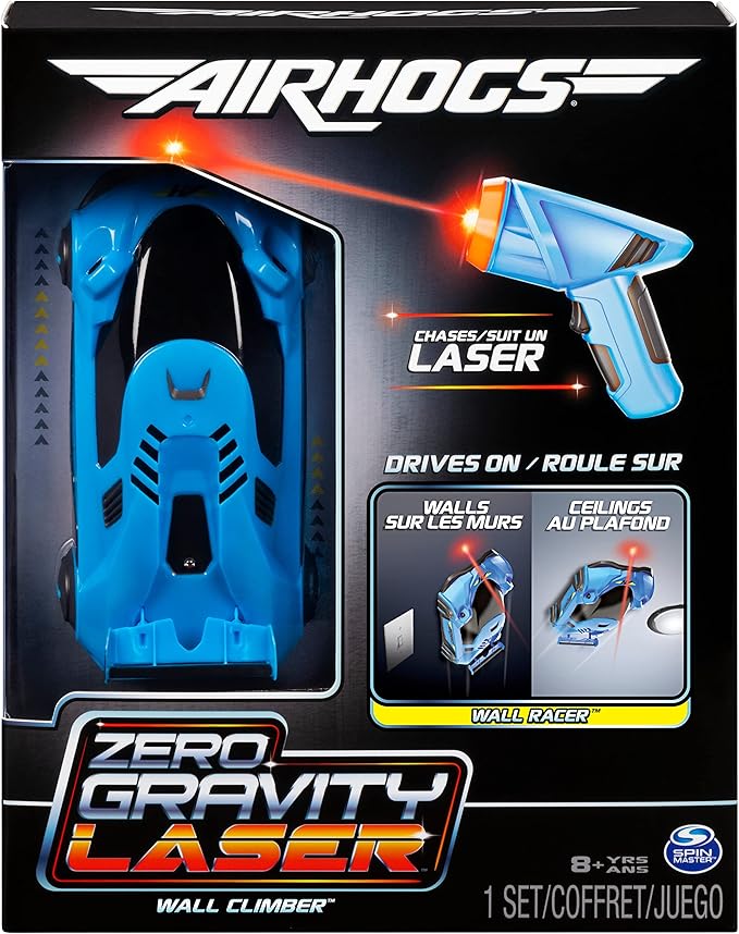 Air Hogs, Zero Gravity Light, Light-Guided Wall Racer, Wall Climbing Race Car,Blue