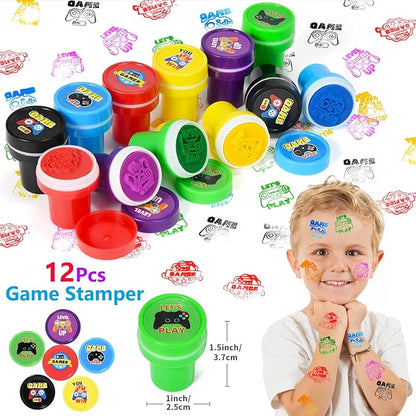 Winrayk Video Game Party Favors Gamer Birthday Supplies Kids, Invisible Ink Pen Notebook Gift Bag Stamper Bracelet Keychain Sticker Pinata Goody Stuffer Teen Girl Boy Game On Gaming Party Favors Decor