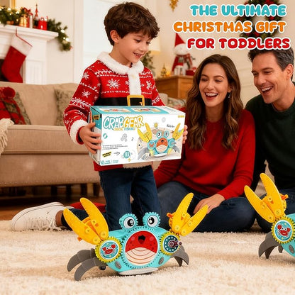 Crawling Crab Gear Set Toy - Tummy Time Musical Crab Toys Stacking & Building Blocks Educational STEM Game for Toddlers & Kids 3-5, 1 2 3 Yr Old Birthday Gift Christmas Stuff for 0-36 Month Boys Girls