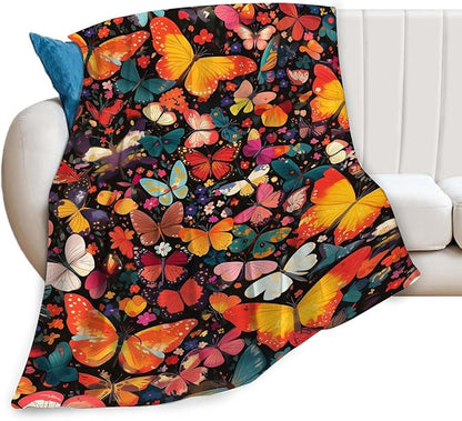 Butterfly Throw Blanket Colorful Butterfly Gifts for Kids Girls Adults Women Soft Cozy Warm Plush Fluffy Fuzzy Fleece Blanket Birthday Festival Home Decor 40''X50''