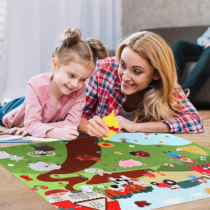 HomeMall Farm Animals Felt Board, 3.5 Ft Farmhouse Themed Felt Board for Toddlers, Preschool Early Learning Toy, Interactive Storytelling Wall Hanging Play Kit Gift for Toddlers Childrens