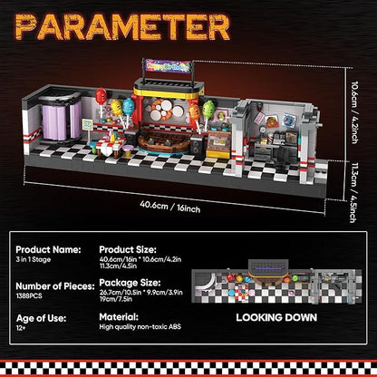 Five Nights Security Breach Stage Building Blocks Toys, Classic Horror Game Stage Building Set, Home Decoration Great Birthday Present for Teens, Collectible Present for Game Fans (1388PCS)