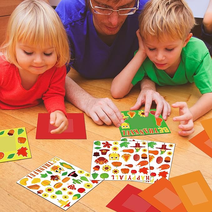 chiazllta 30 Packs Thanksgiving Fall Picture Frame Craft Kits for Kids, DIY Pumpkin Maple Leaf Turkey Craft Autumn Holiday Art Favor Home Class Kindergarten Game Activities