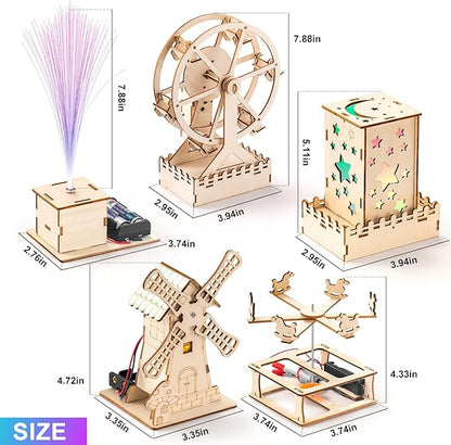 Yutin 5 Individual STEM Science Kits for Kids, Wood Arts and Craft Kits, STEM Toys for Boys Girls Age 8-12 8 10 12 13 14 Birthday Gift Idea, 3D Puzzles Building Engineering Model Set