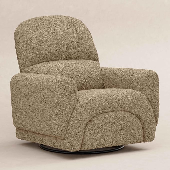 Babyletto Rainbow Recliner and Swivel Glider in Latte Teddy Loop, Greenguard Gold Certified and CertiPUR-US® Certified