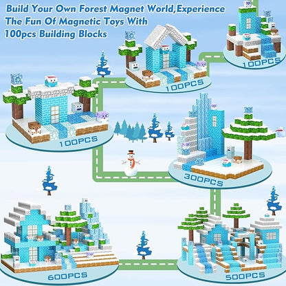 Magnetic Blocks Set 100PCS Frozen Toys Gift for Girls Boys Age 4-6 5-7 8-13 STEM Fidget Building Sensory Kids Game