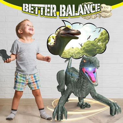 Remote Control Dinosaur, Realistic Dinosaur Toys for Kids, 2.4GHZ, Walking,Rechargeable, 3D Eyes, 3 Sound Effects, Demo Function, Jurassic Toys for Christmas, Kids 3-5 3+