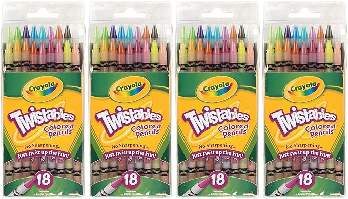 Crayola Twistables Colored Pencils, No Sharpening Needed, 18 Count (Pack of 4) Total 72 Pencils