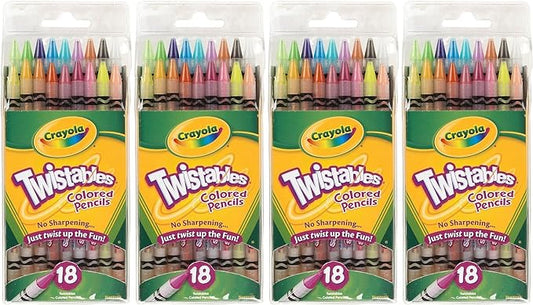 Crayola Twistables Colored Pencils, No Sharpening Needed, 18 Count (Pack of 4) Total 72 Pencils