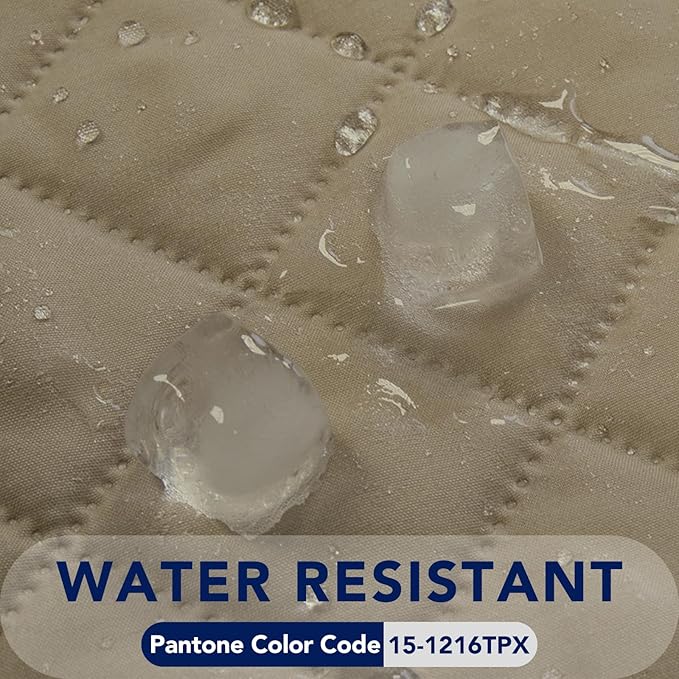 PureFit Reversible Quilted Sofa Cover, Water Resistant Slipcover Furniture Protector, Washable Couch Cover with Non Slip and Elastic Straps for Kids, Dogs, Pets (Oversized Loveseat, Beige/Beige)