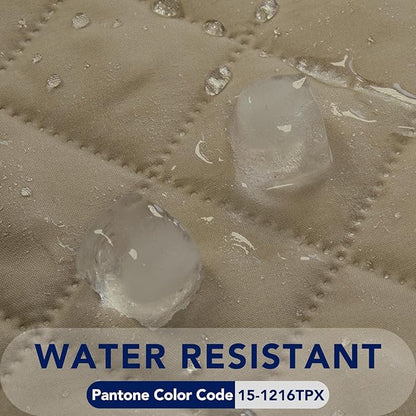 PureFit Reversible Quilted Sofa Cover, Water Resistant Slipcover Furniture Protector, Washable Couch Cover with Non Slip and Elastic Straps for Kids, Dogs, Pets (Oversized Chair, Beige/Beige)