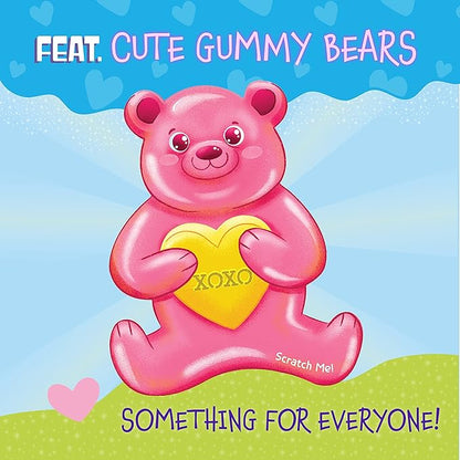Peaceable Kingdom Valentines Cards for Kids Classroom, Set of 28 Valentines Day Gifts - Gummy Bear Scratch and Sniff Scented Candy Heart Valentines