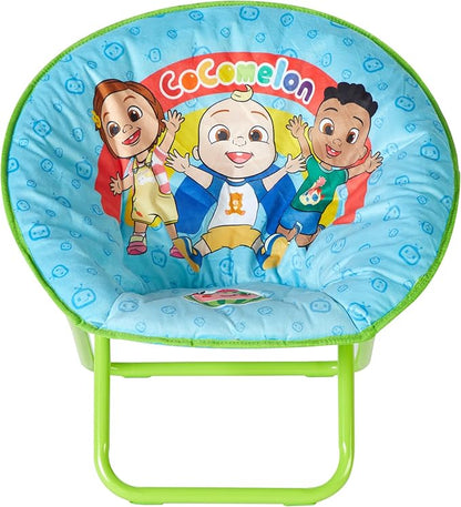 Idea Nuova Cocomelon JJ, Cody, and Nina Toddler 19” Folding Saucer™ Chair with Cushion, Ages 3+